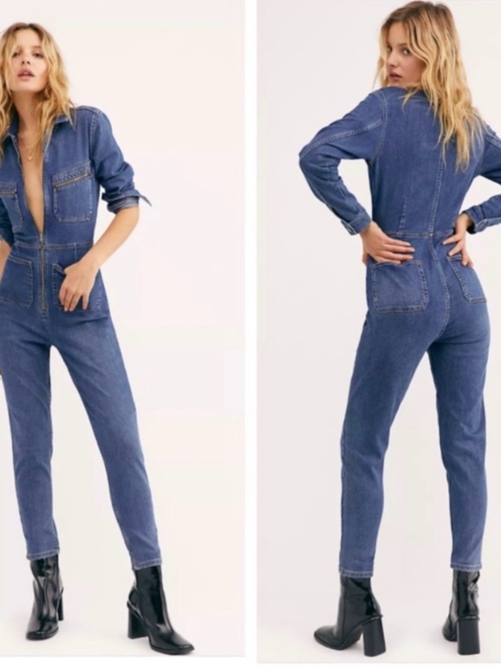 Free People Lennox Denim Jumpsuit